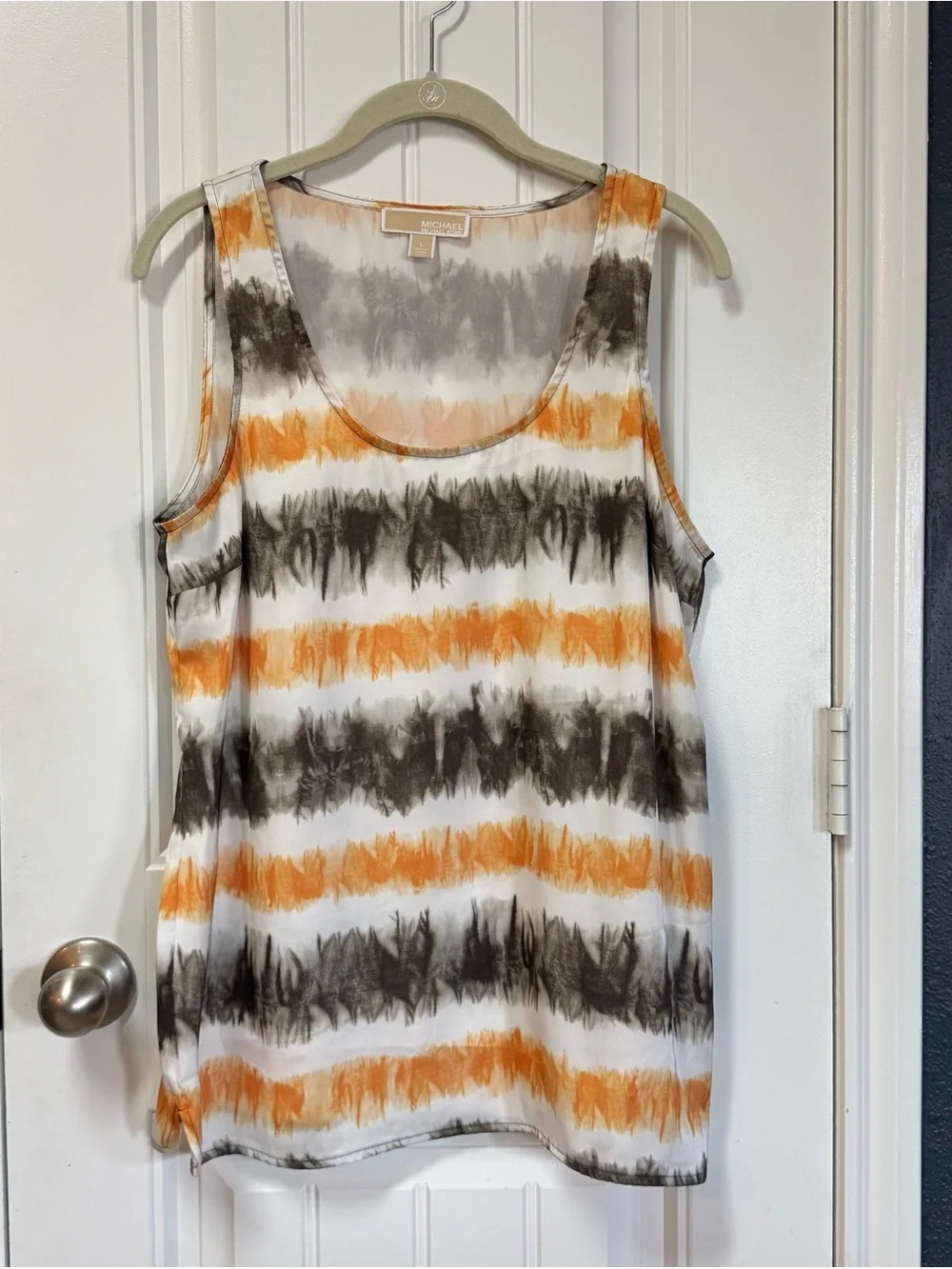 Michael Kors Women’s Sleeveless Tie Dye Tank Top Size L Chiffon Multi Boho Flowy